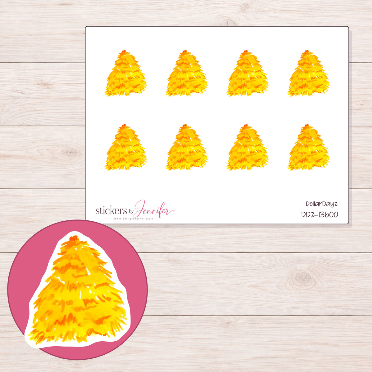 DDZ-13600 planner sticker sheet with enlarged sticker detail