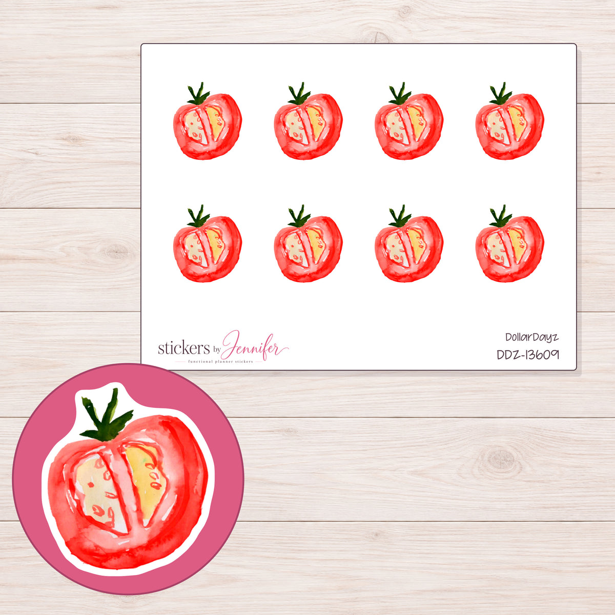 DDZ-13609 planner sticker sheet with enlarged sticker detail