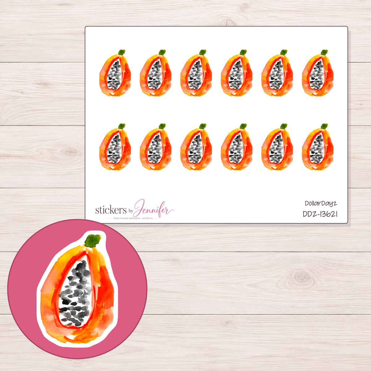 DDZ-13621 planner sticker sheet with enlarged sticker detail