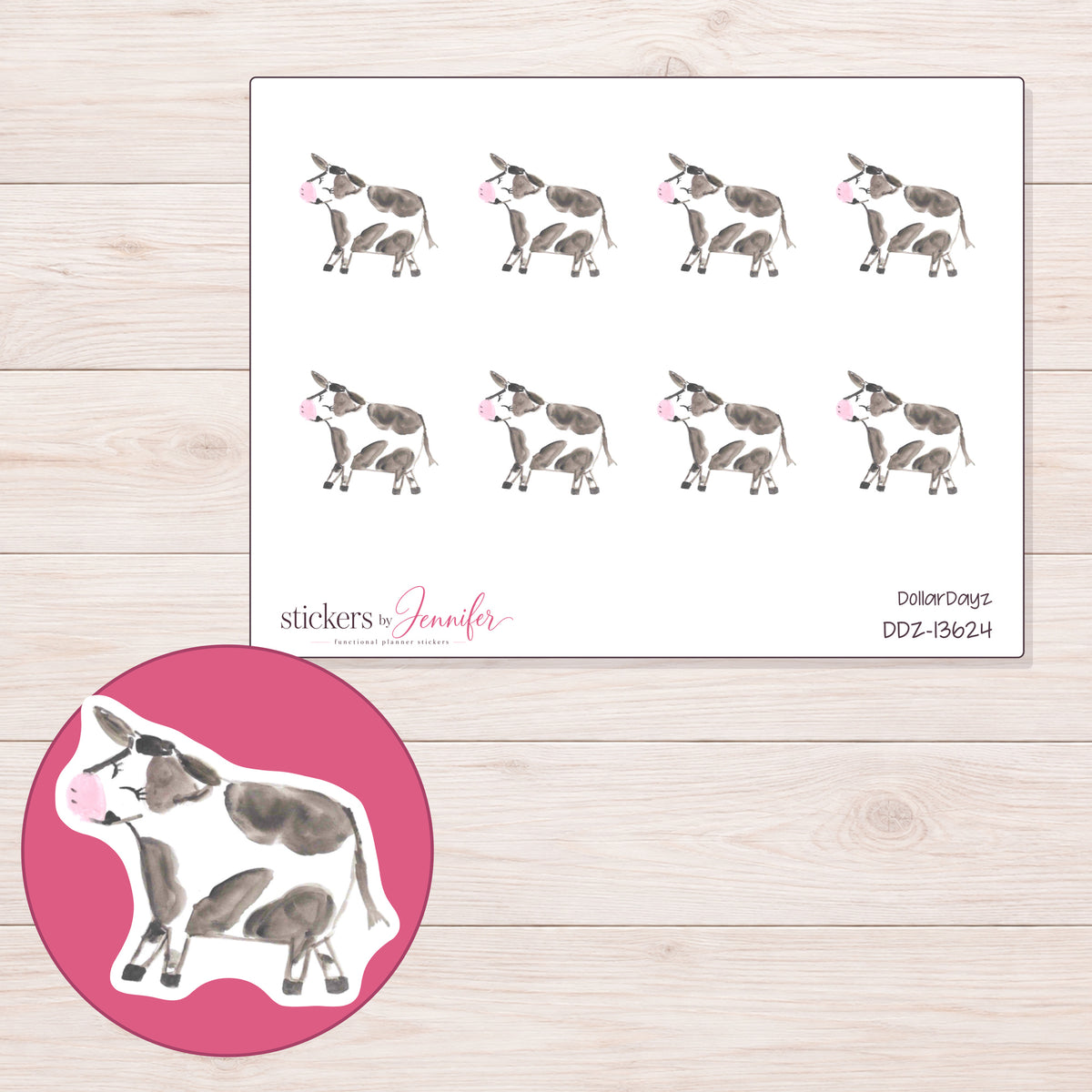 DDZ-13624 planner sticker sheet with enlarged sticker detail