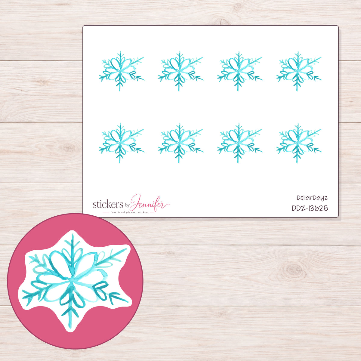 DDZ-13625 planner sticker sheet with enlarged sticker detail