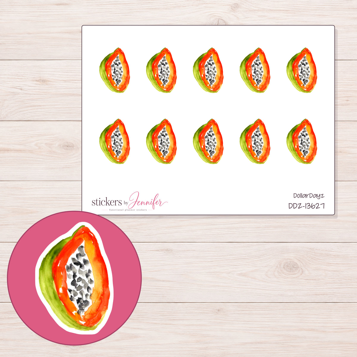 DDZ-13627 planner sticker sheet with enlarged sticker detail