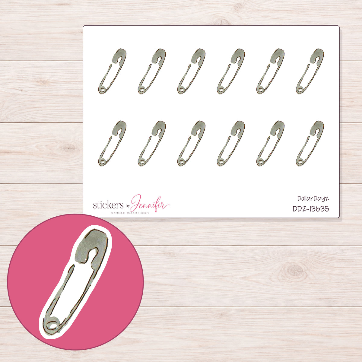 DDZ-13635 planner sticker sheet with enlarged sticker detail