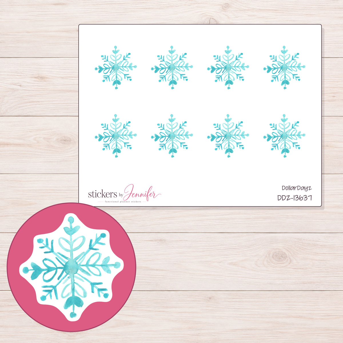 DDZ-13637 planner sticker sheet with enlarged sticker detail