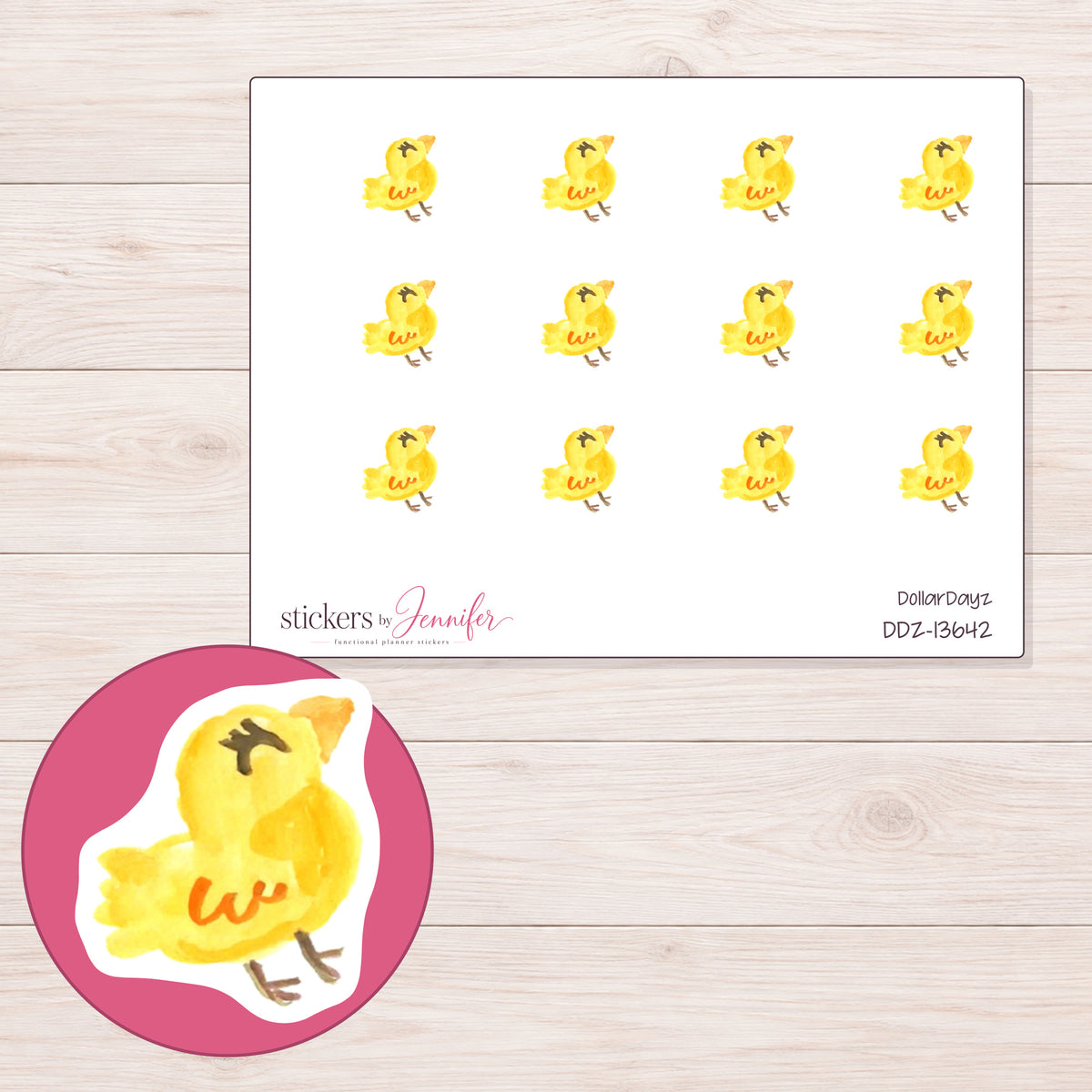 DDZ-13642 planner sticker sheet with enlarged sticker detail