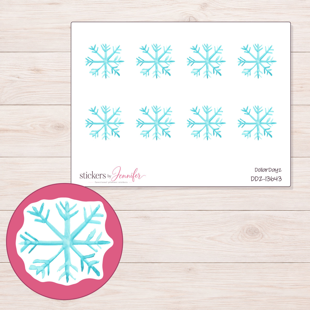 DDZ-13643 planner sticker sheet with enlarged sticker detail