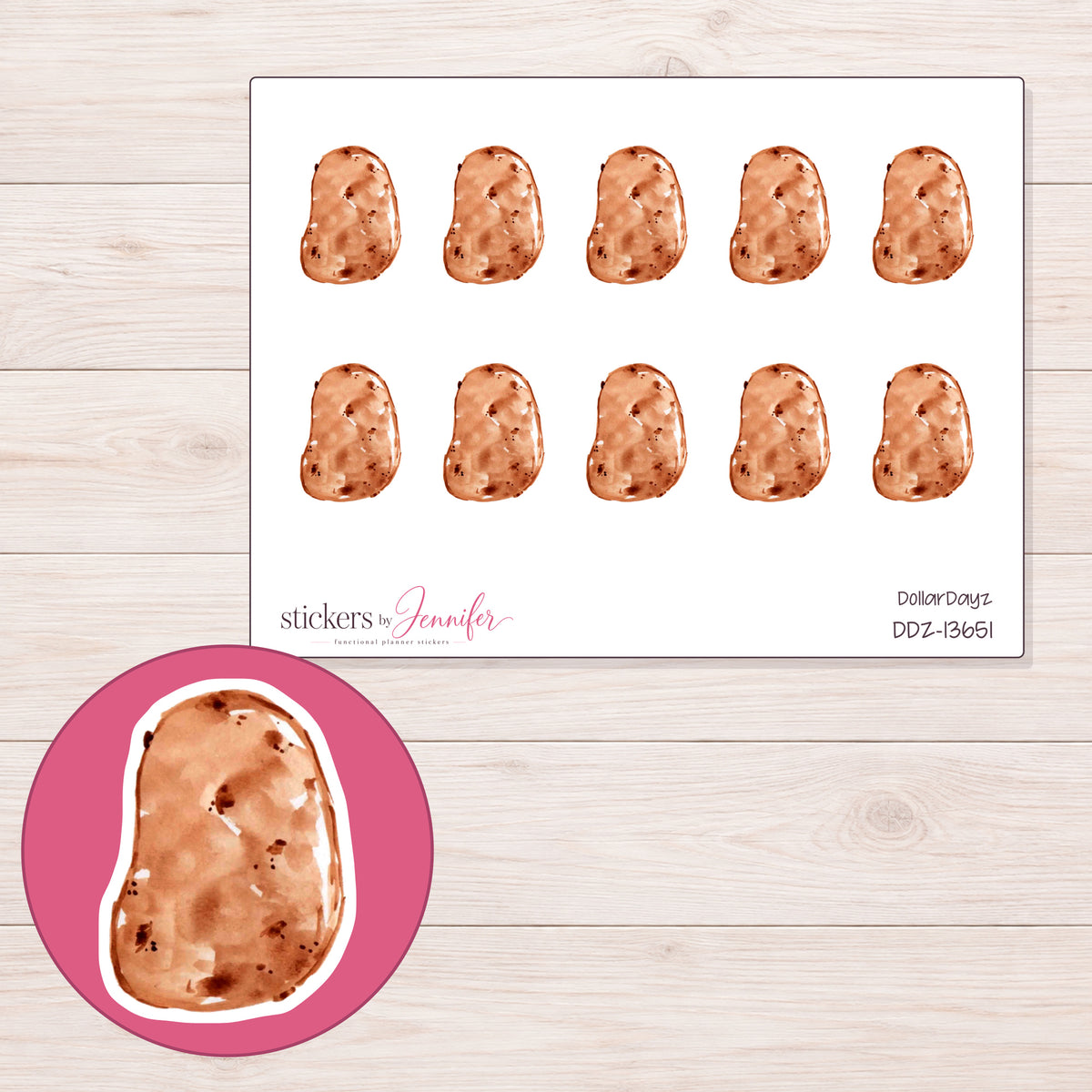 DDZ-13651 planner sticker sheet with enlarged sticker detail