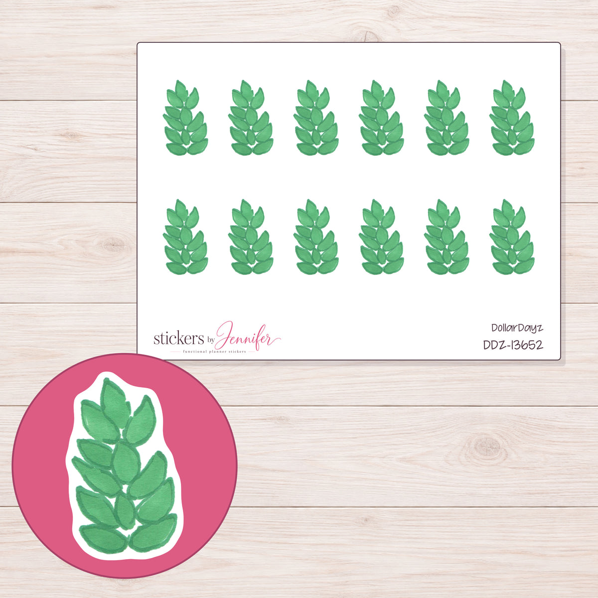 DDZ-13652 planner sticker sheet with enlarged sticker detail