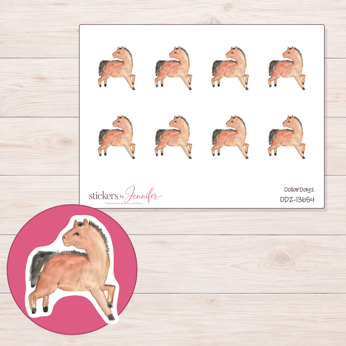 DDZ-13654 planner sticker sheet with enlarged sticker detail