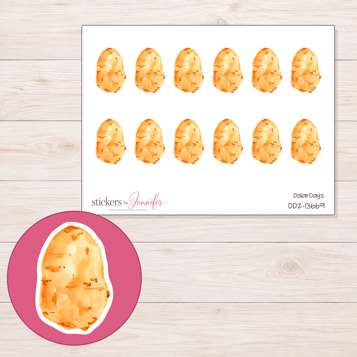 DDZ-13669 planner sticker sheet with enlarged sticker detail