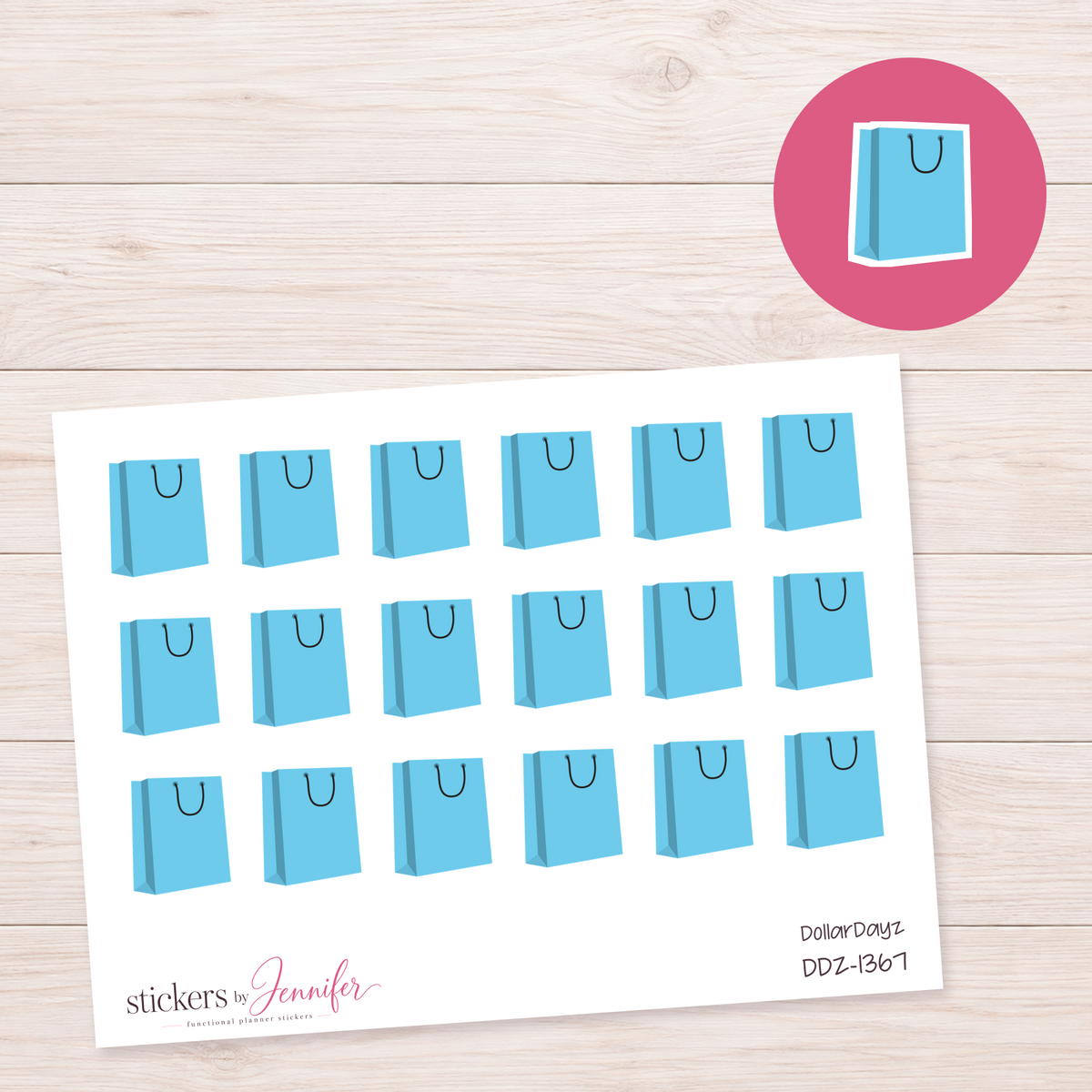 Sky Blue Shopping Bag Planner Stickers | DDZ-1367