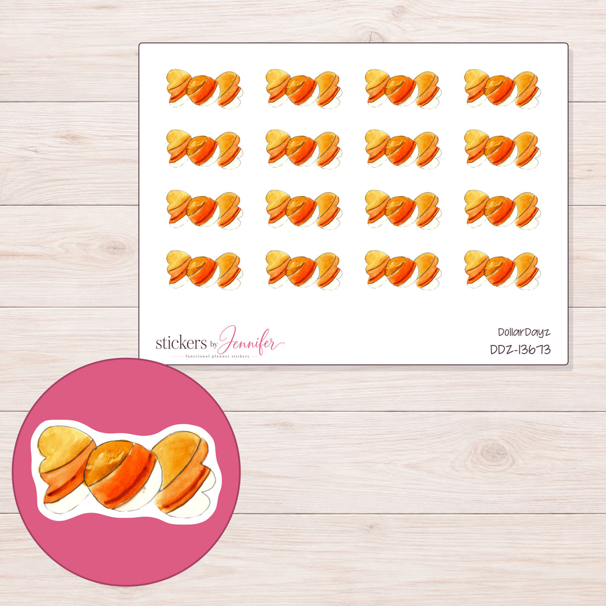 DDZ-13673 planner sticker sheet with enlarged sticker detail