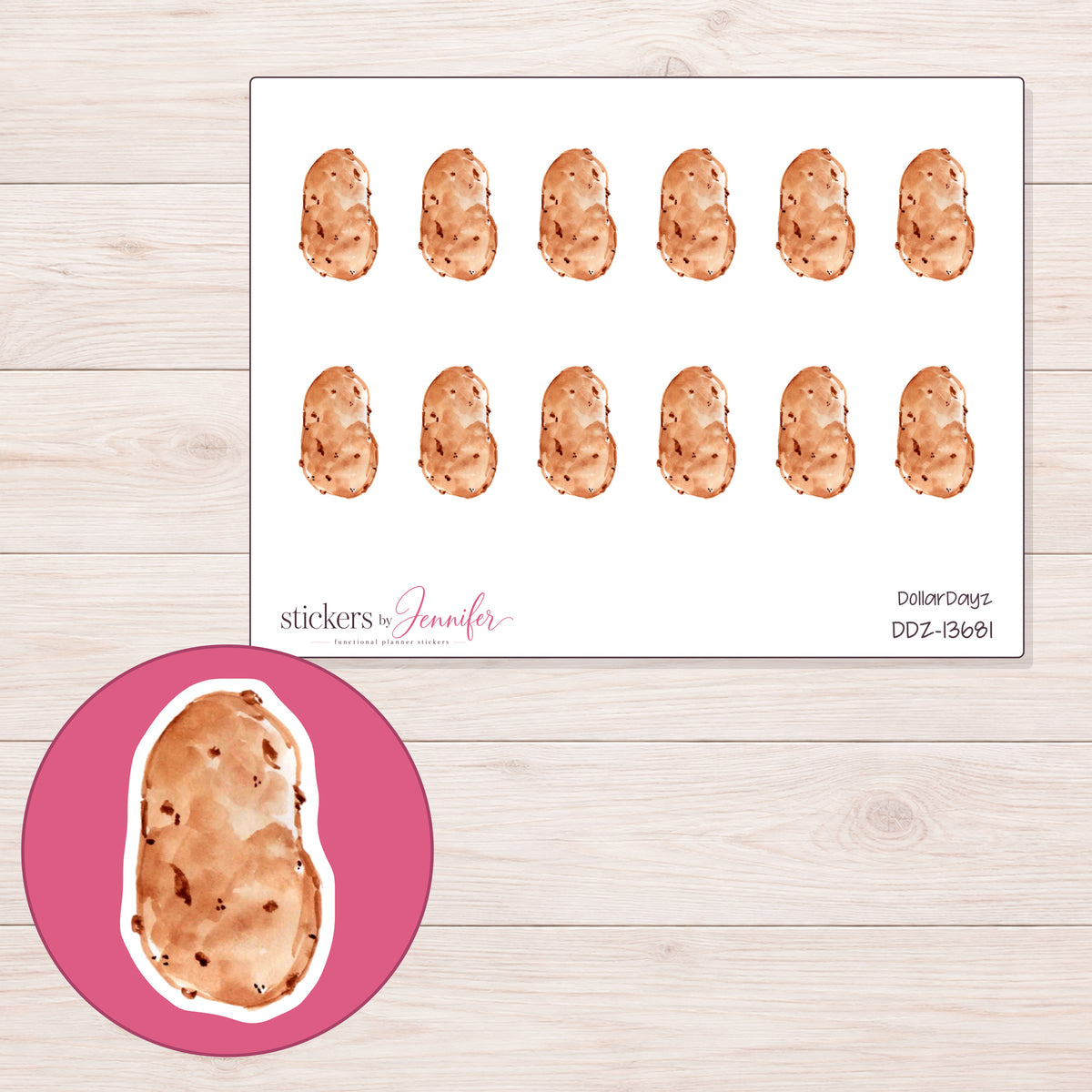 DDZ-13681 planner sticker sheet with enlarged sticker detail
