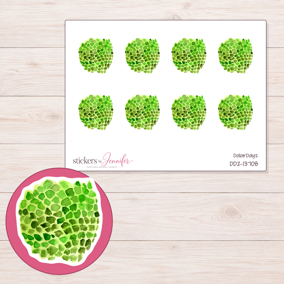 DDZ-13708 planner sticker sheet with enlarged sticker detail