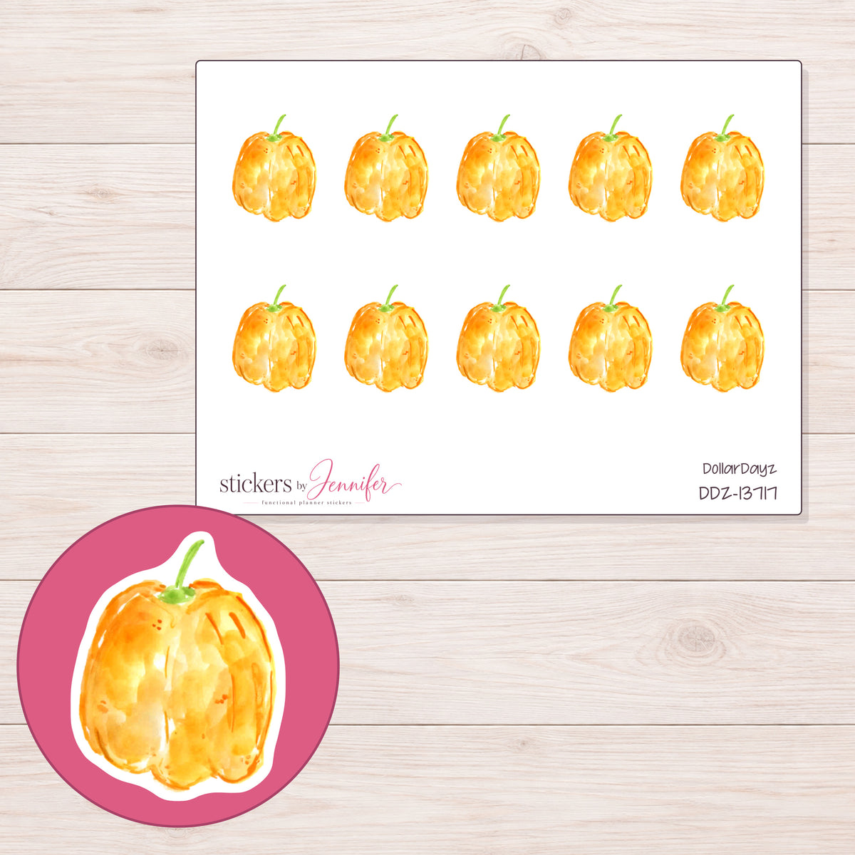 DDZ-13717 planner sticker sheet with enlarged sticker detail