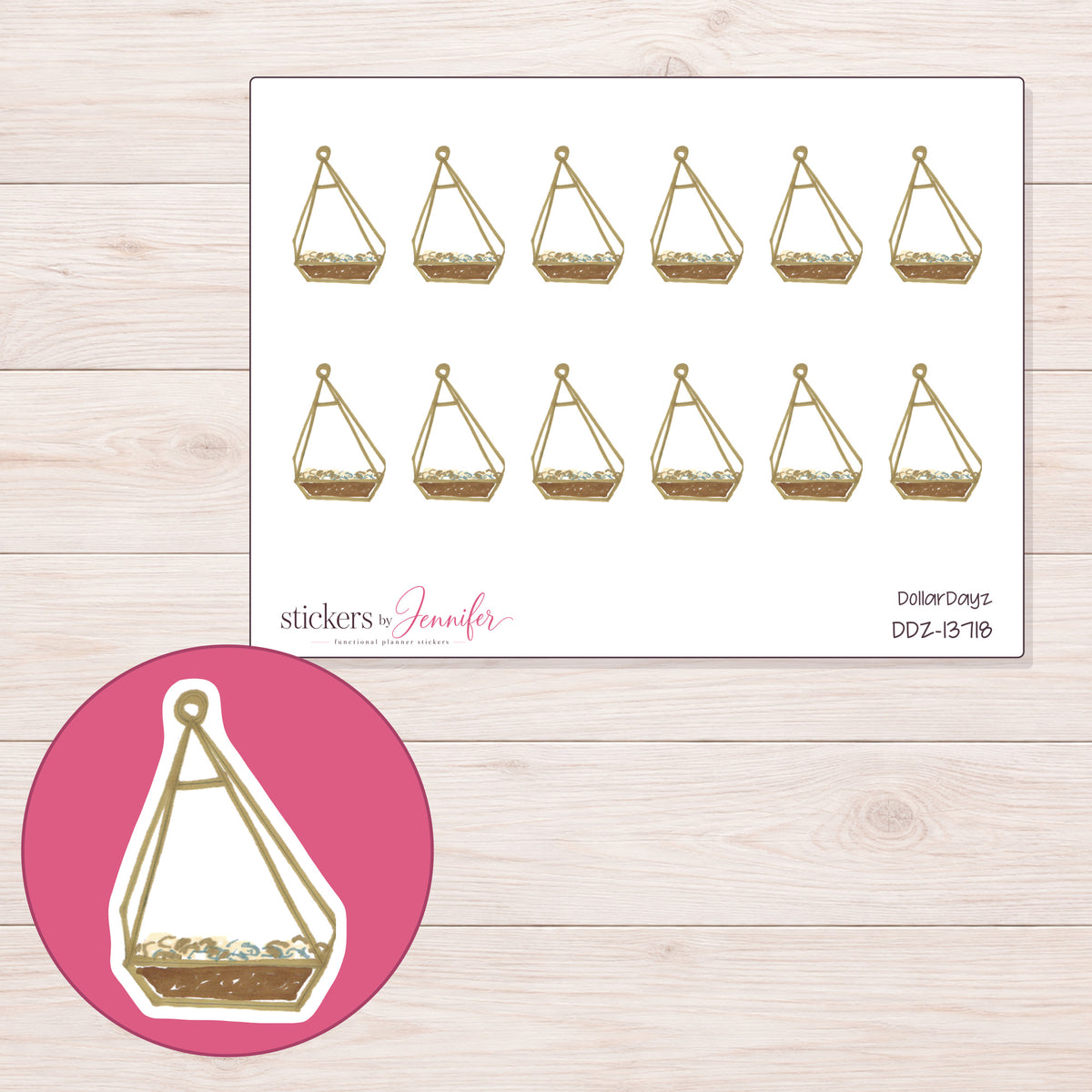 DDZ-13718 planner sticker sheet with enlarged sticker detail