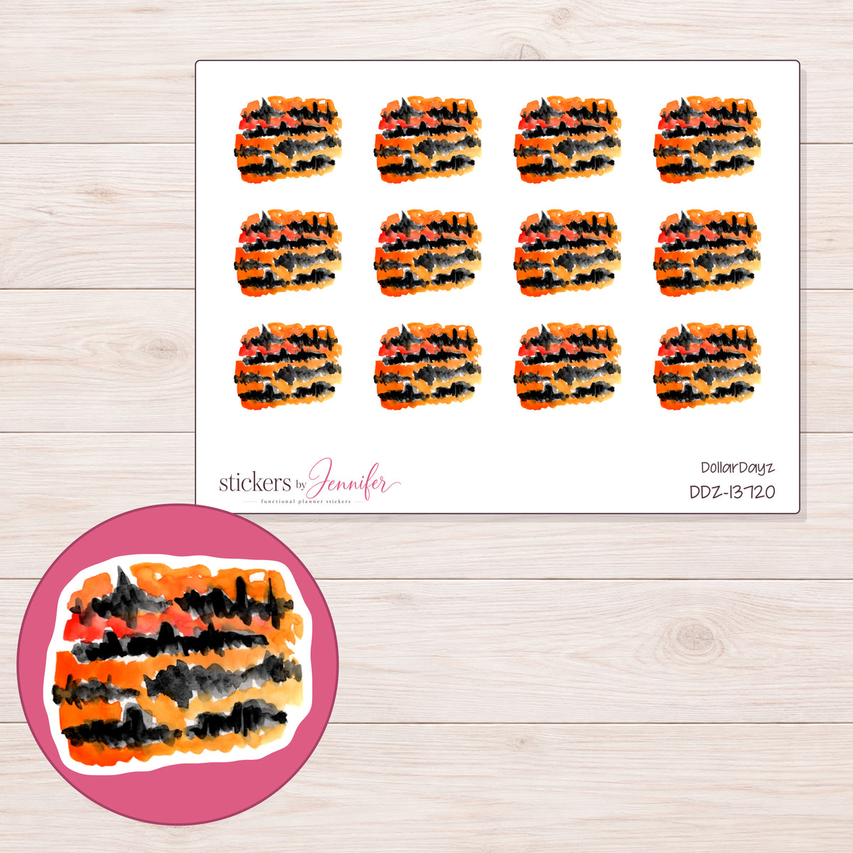 DDZ-13720 planner sticker sheet with enlarged sticker detail