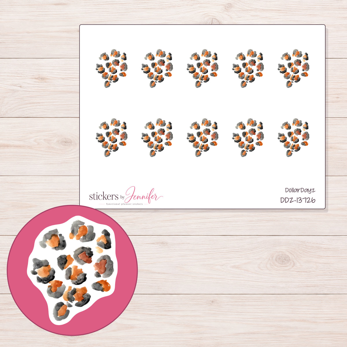 DDZ-13726 planner sticker sheet with enlarged sticker detail