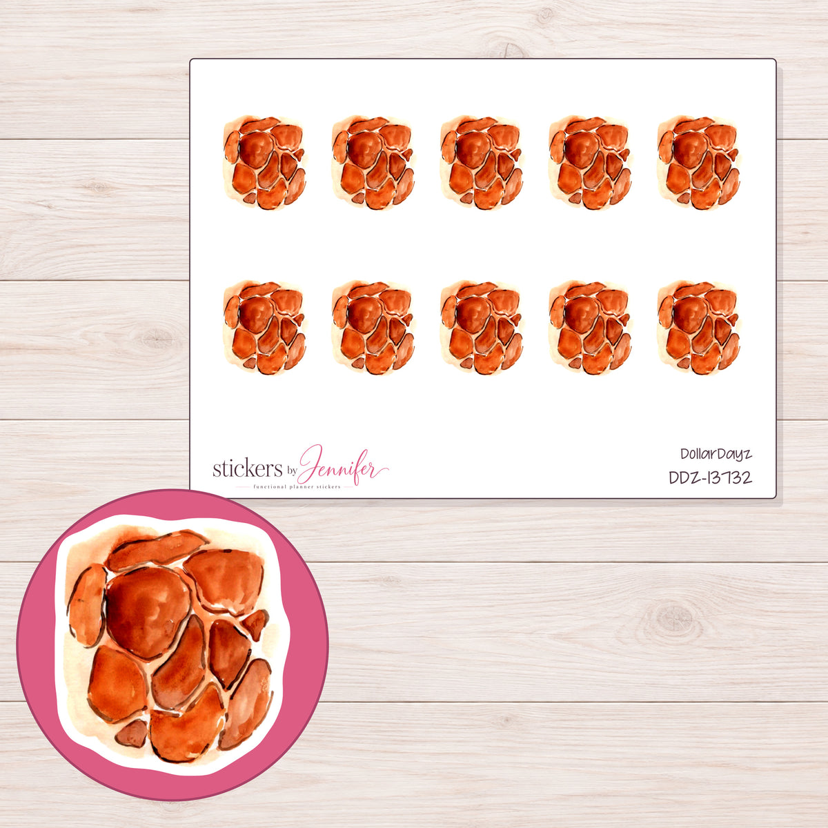 DDZ-13732 planner sticker sheet with enlarged sticker detail