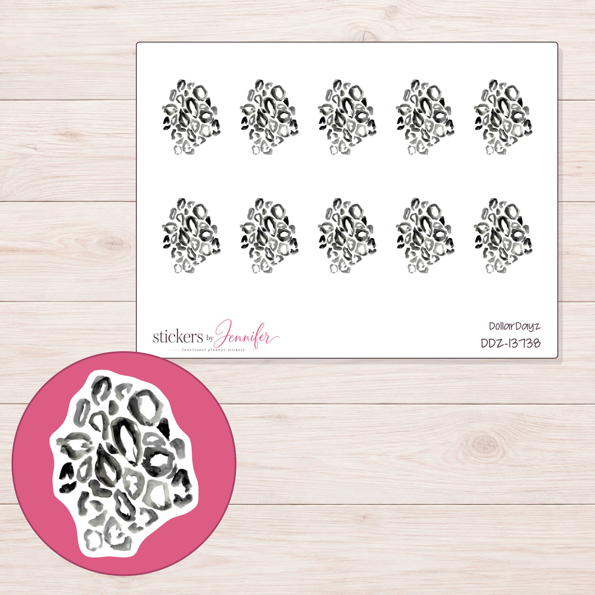 DDZ-13738 planner sticker sheet with enlarged sticker detail