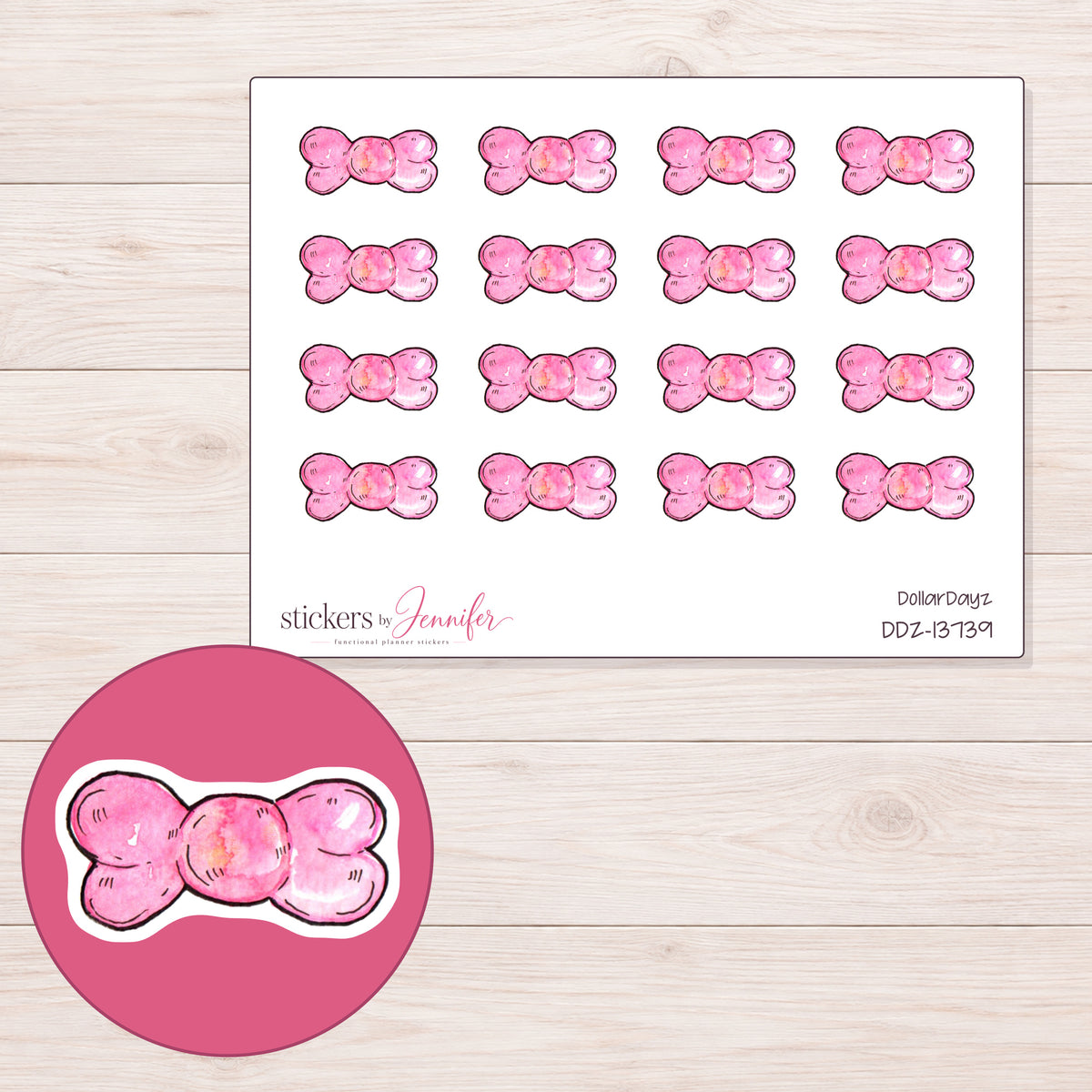 DDZ-13739 planner sticker sheet with enlarged sticker detail