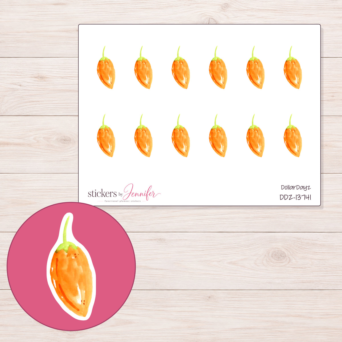 DDZ-13741 planner sticker sheet with enlarged sticker detail