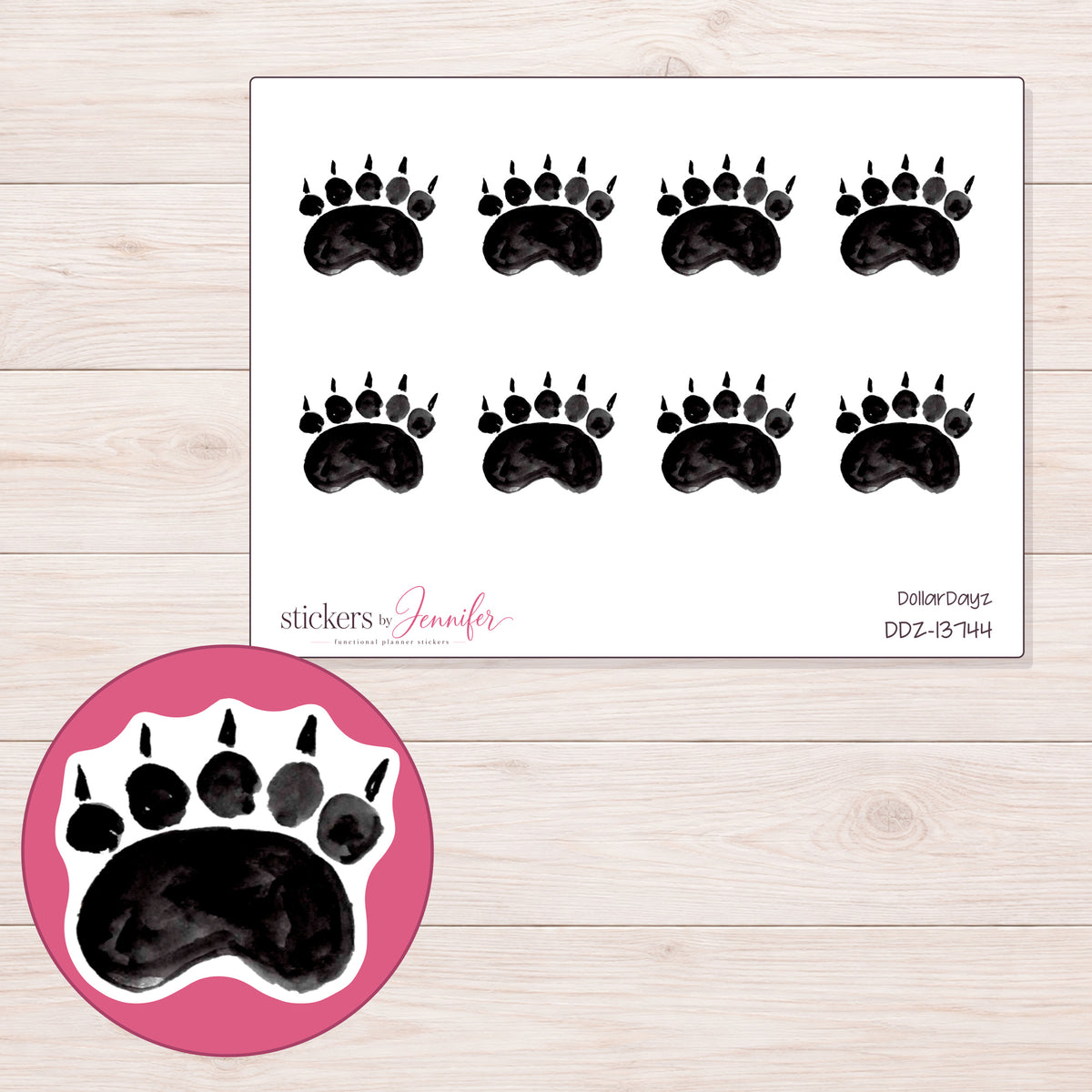 DDZ-13744 planner sticker sheet with enlarged sticker detail
