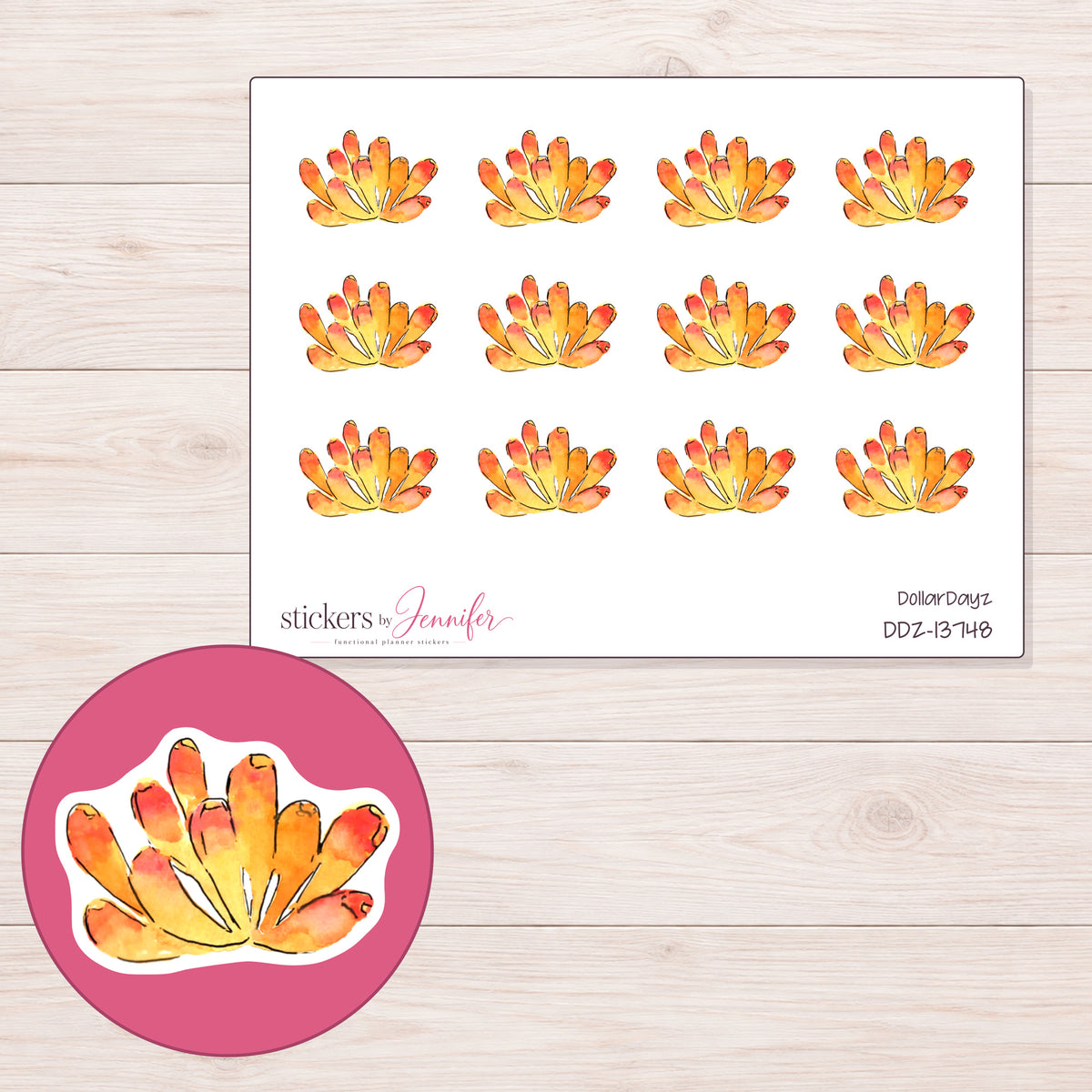 DDZ-13748 planner sticker sheet with enlarged sticker detail