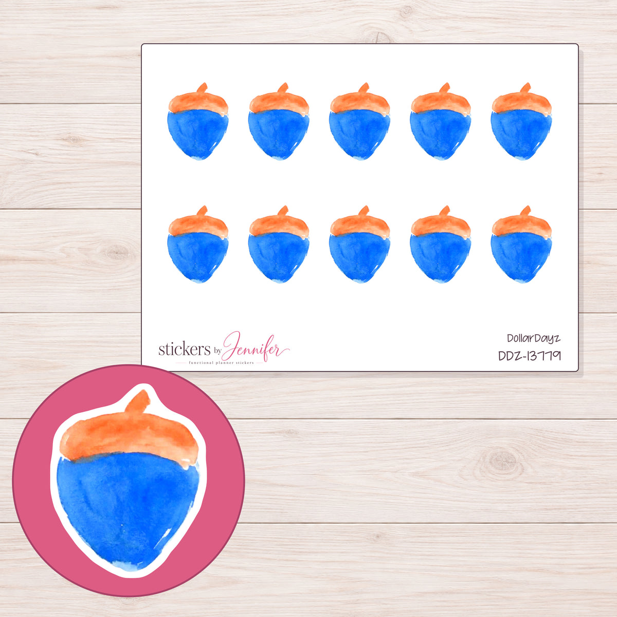 DDZ-13779 planner sticker sheet with enlarged sticker detail