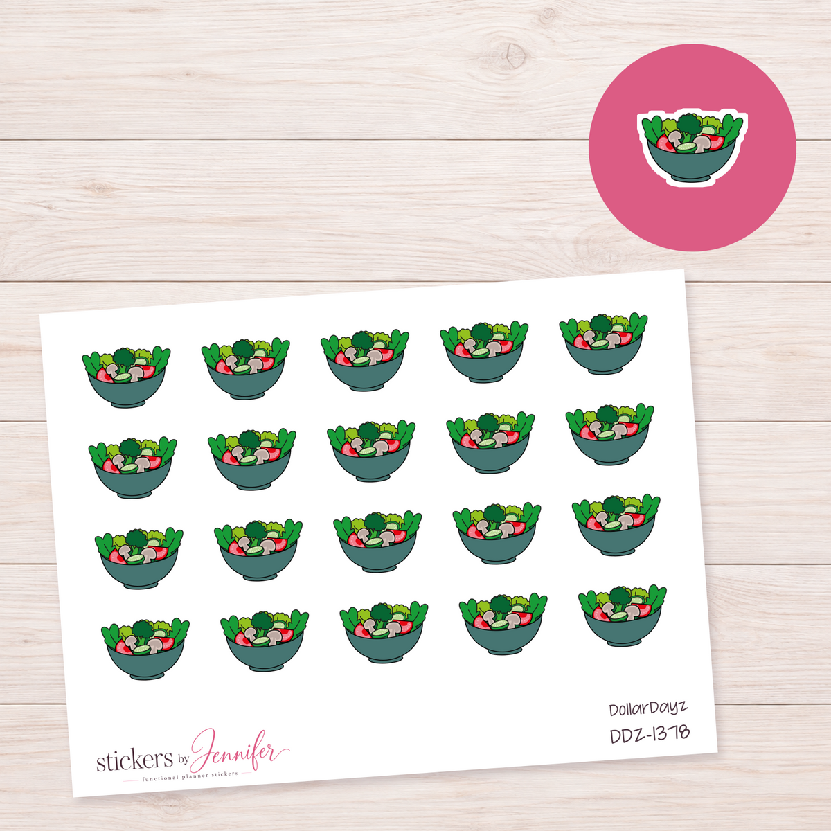 Forest Green Salad Bowl Planner Stickers | DDZ-1378