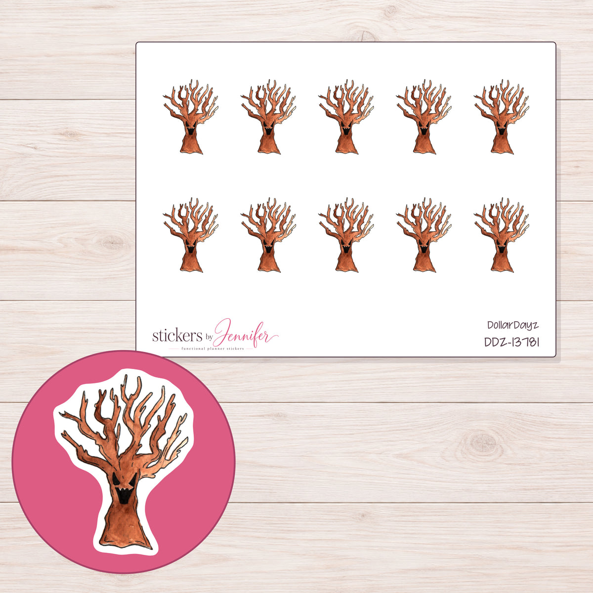 DDZ-13781 planner sticker sheet with enlarged sticker detail