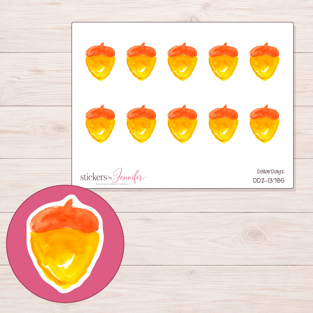 DDZ-13785 planner sticker sheet with enlarged sticker detail