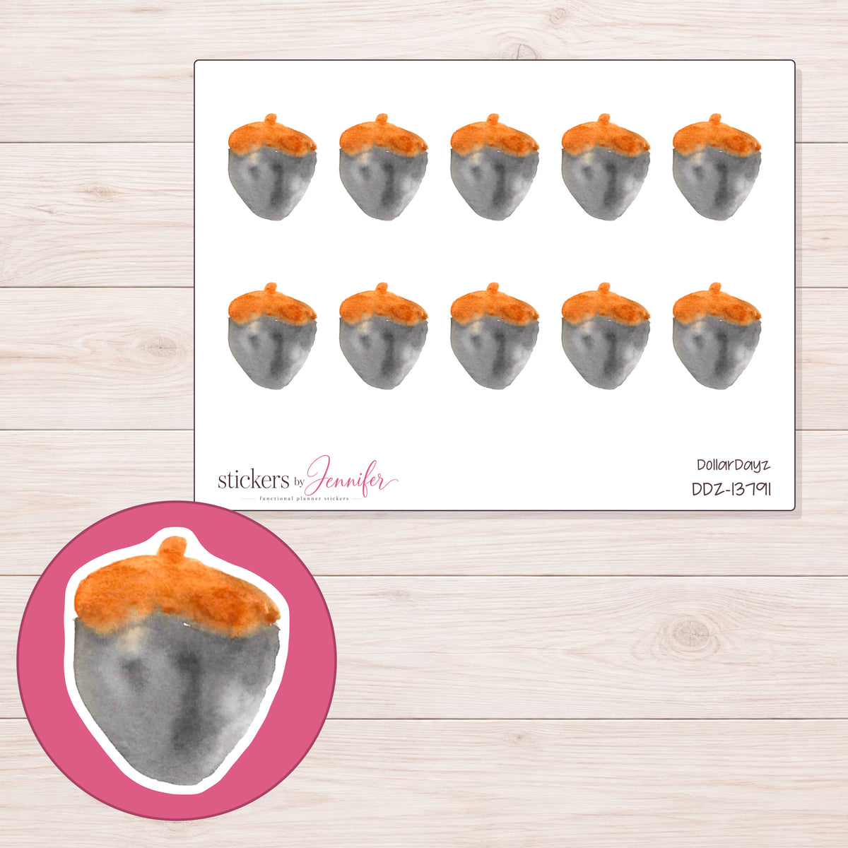 DDZ-13791 planner sticker sheet with enlarged sticker detail