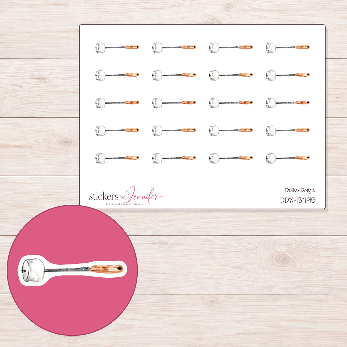 DDZ-13795 planner sticker sheet with enlarged sticker detail