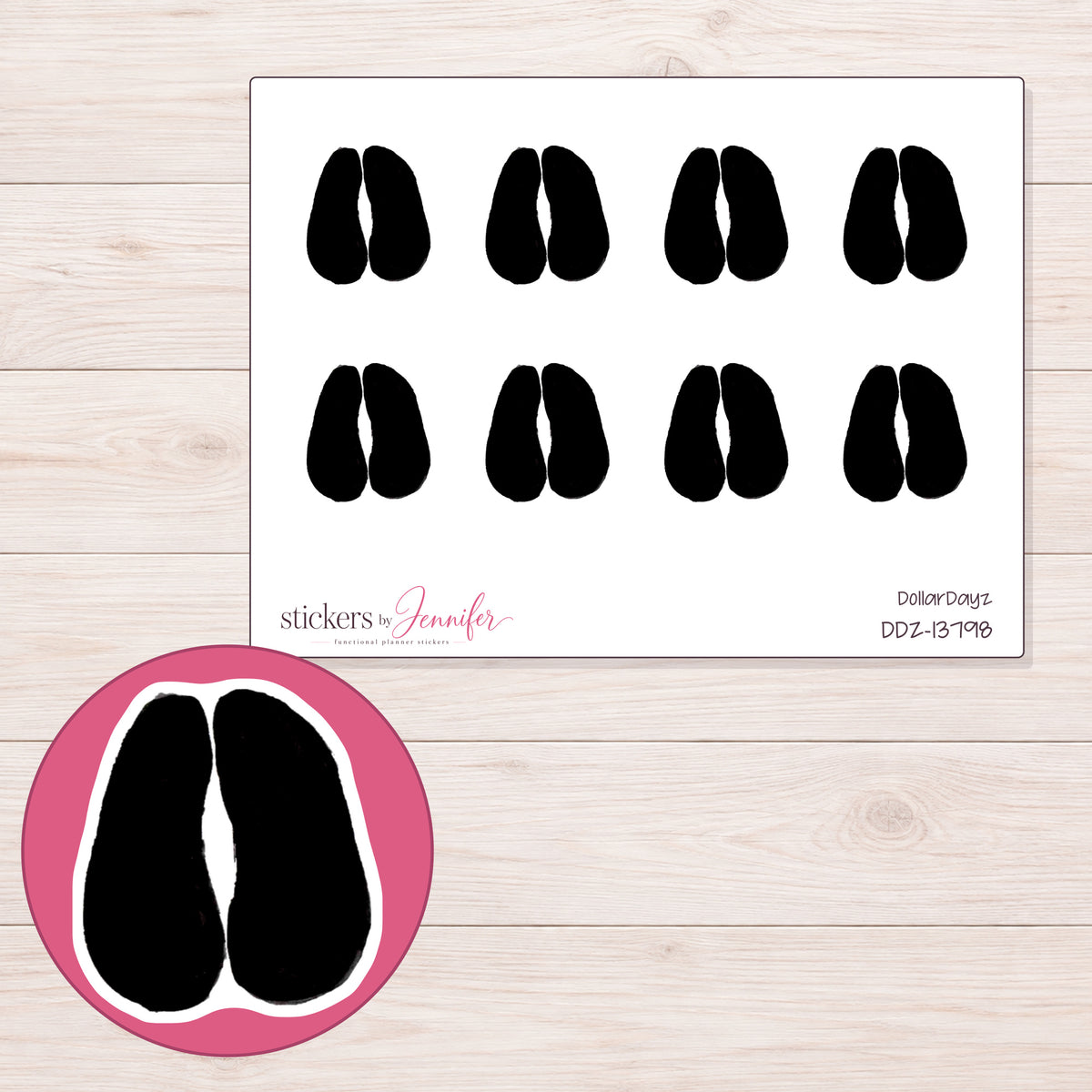 DDZ-13798 planner sticker sheet with enlarged sticker detail