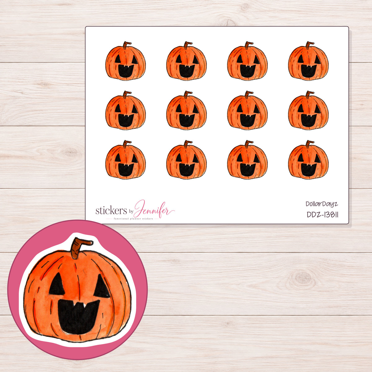 DDZ-13811 planner sticker sheet with enlarged sticker detail