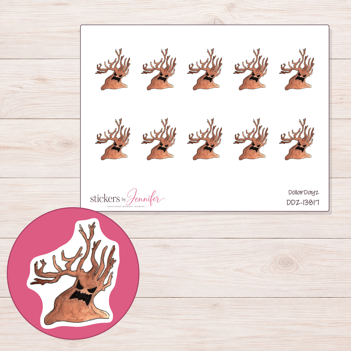 DDZ-13817 planner sticker sheet with enlarged sticker detail