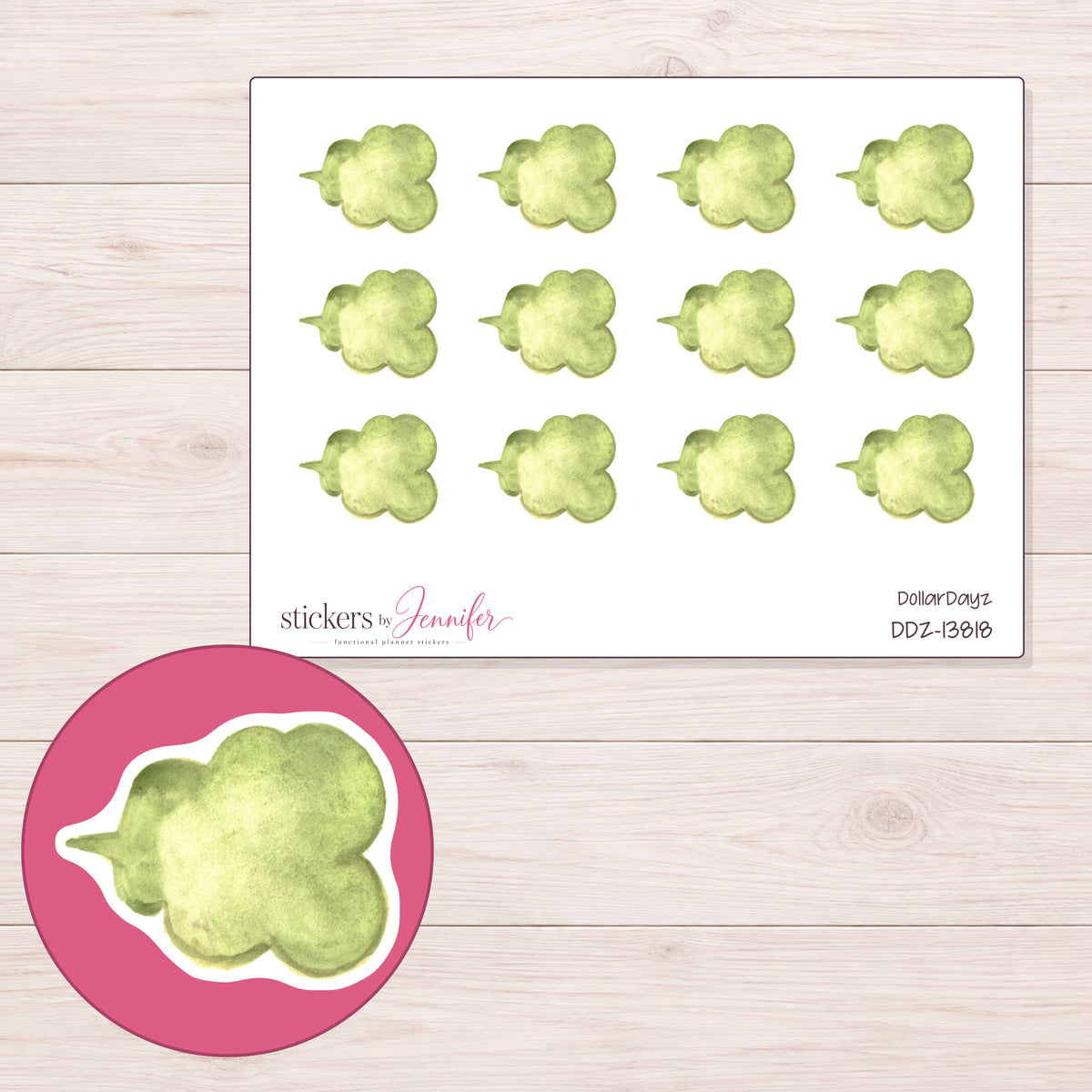 DDZ-13818 planner sticker sheet with enlarged sticker detail