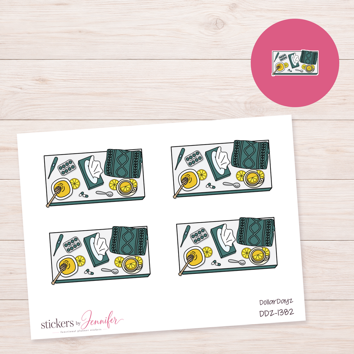 Forest Green Self-Care Supplies Planner Stickers | DDZ-1382