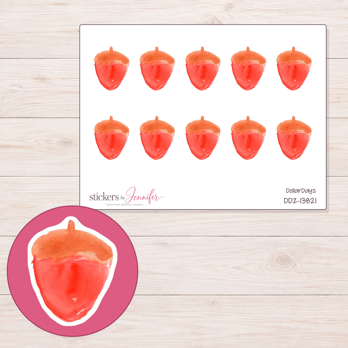 DDZ-13821 planner sticker sheet with enlarged sticker detail