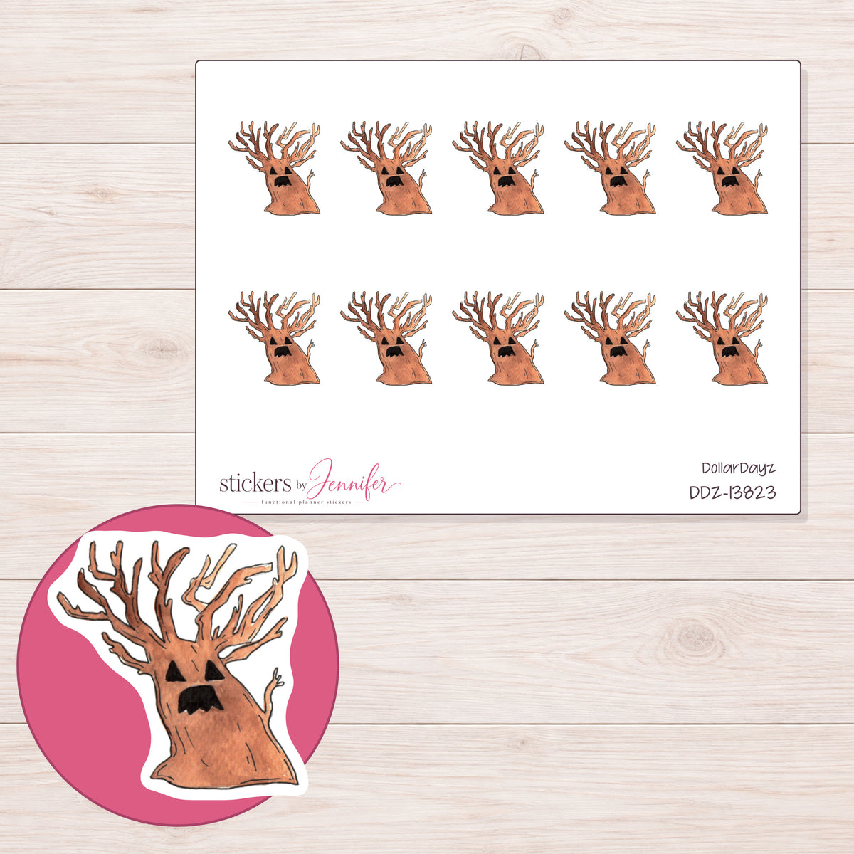 DDZ-13823 planner sticker sheet with enlarged sticker detail