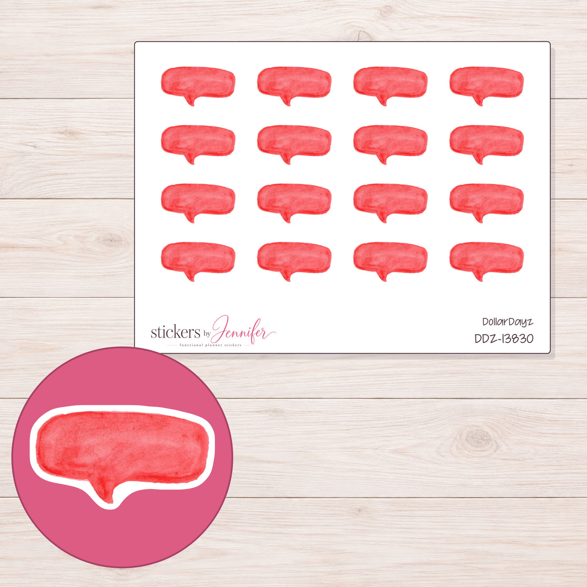 DDZ-13830 planner sticker sheet with enlarged sticker detail