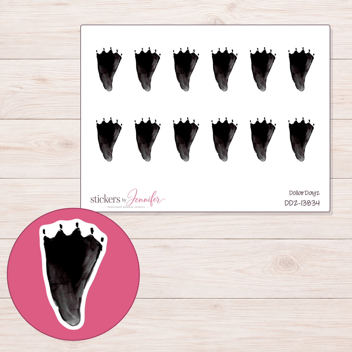 DDZ-13834 planner sticker sheet with enlarged sticker detail