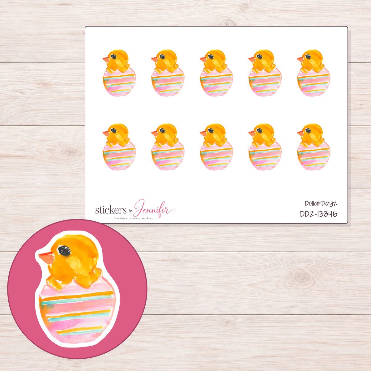 DDZ-13846 planner sticker sheet with enlarged sticker detail