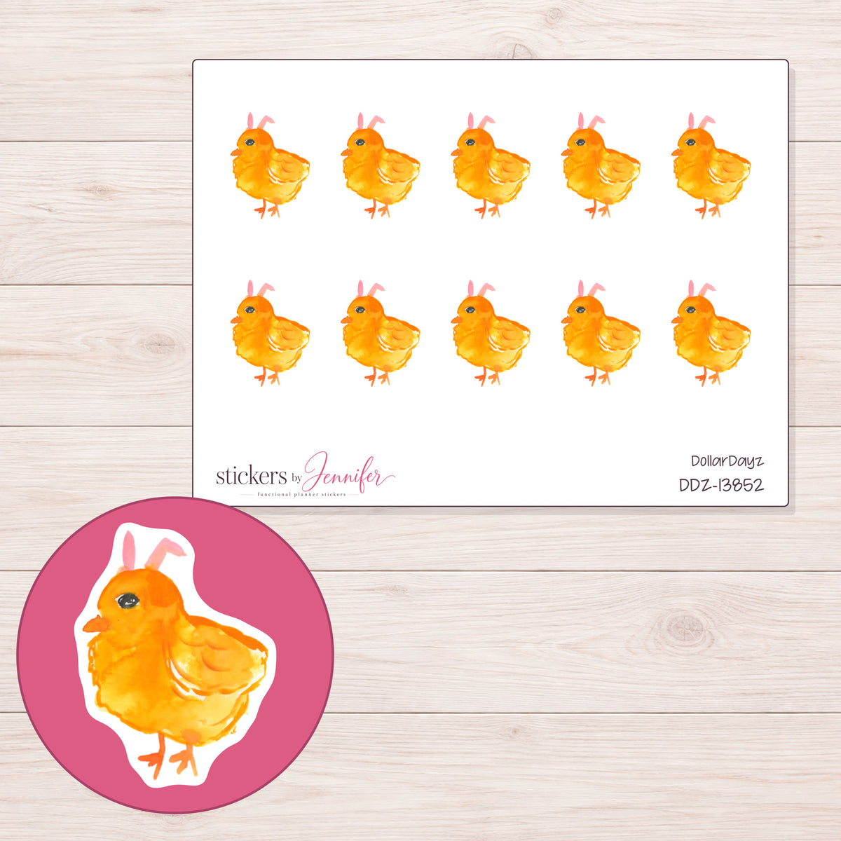 DDZ-13852 planner sticker sheet with enlarged sticker detail