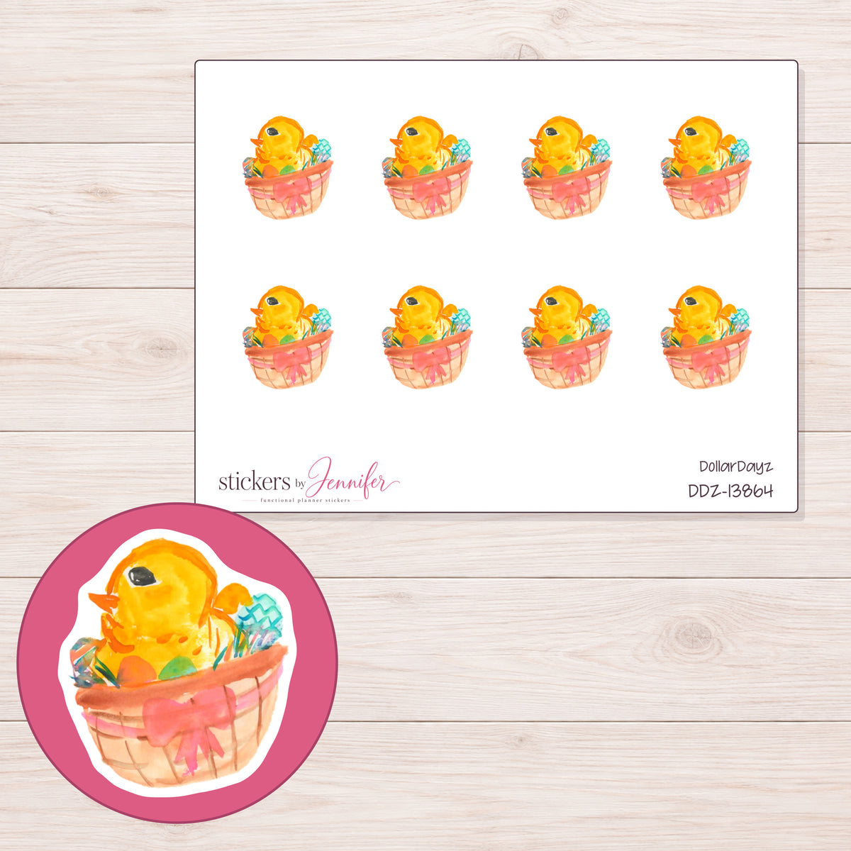 DDZ-13864 planner sticker sheet with enlarged sticker detail