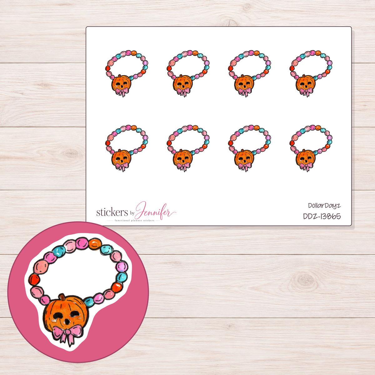 DDZ-13865 planner sticker sheet with enlarged sticker detail