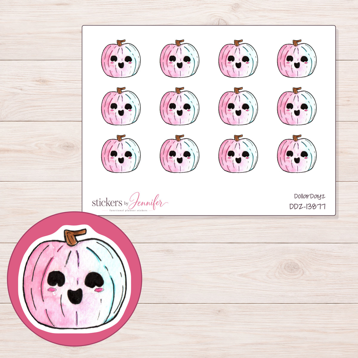DDZ-13877 planner sticker sheet with enlarged sticker detail