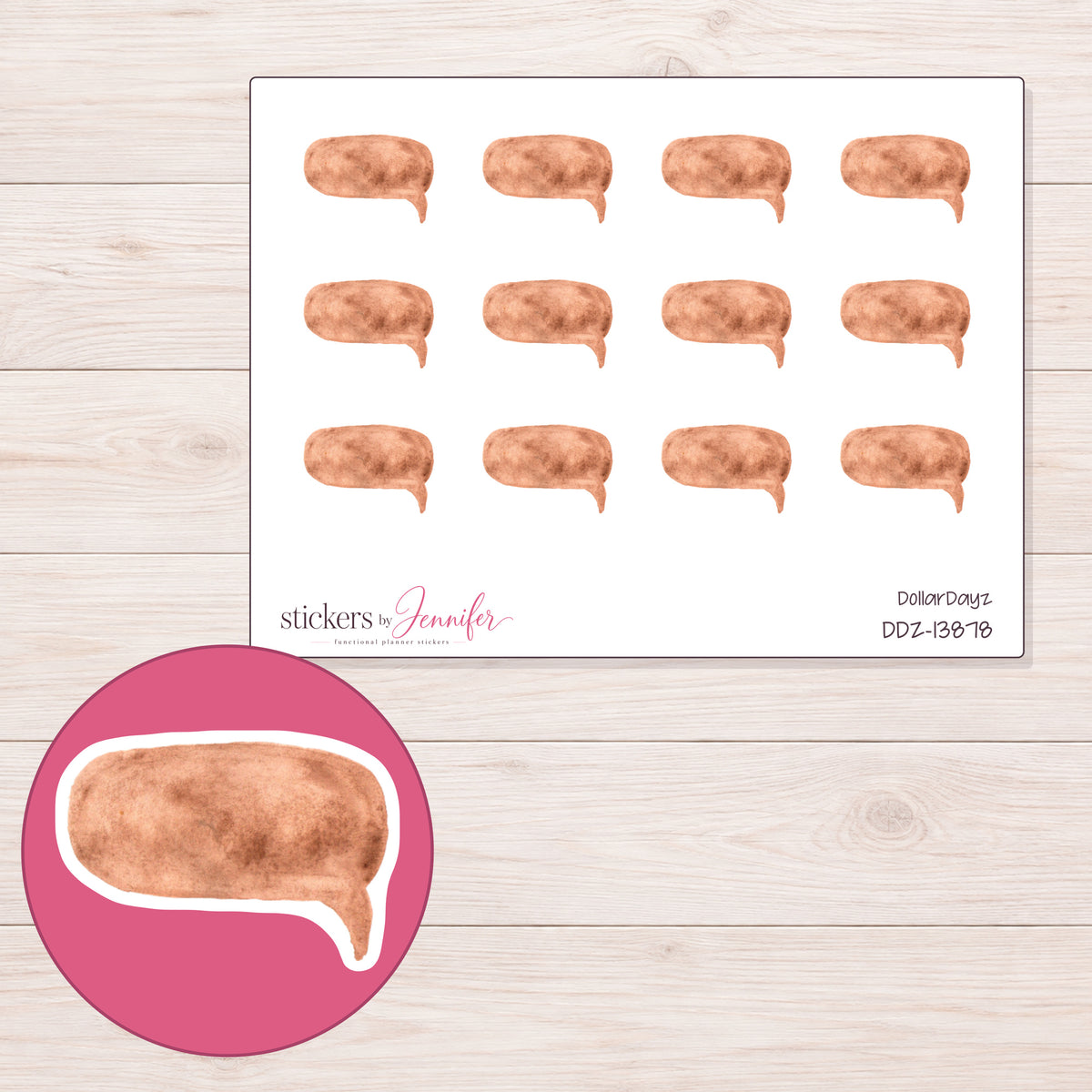 DDZ-13878 planner sticker sheet with enlarged sticker detail