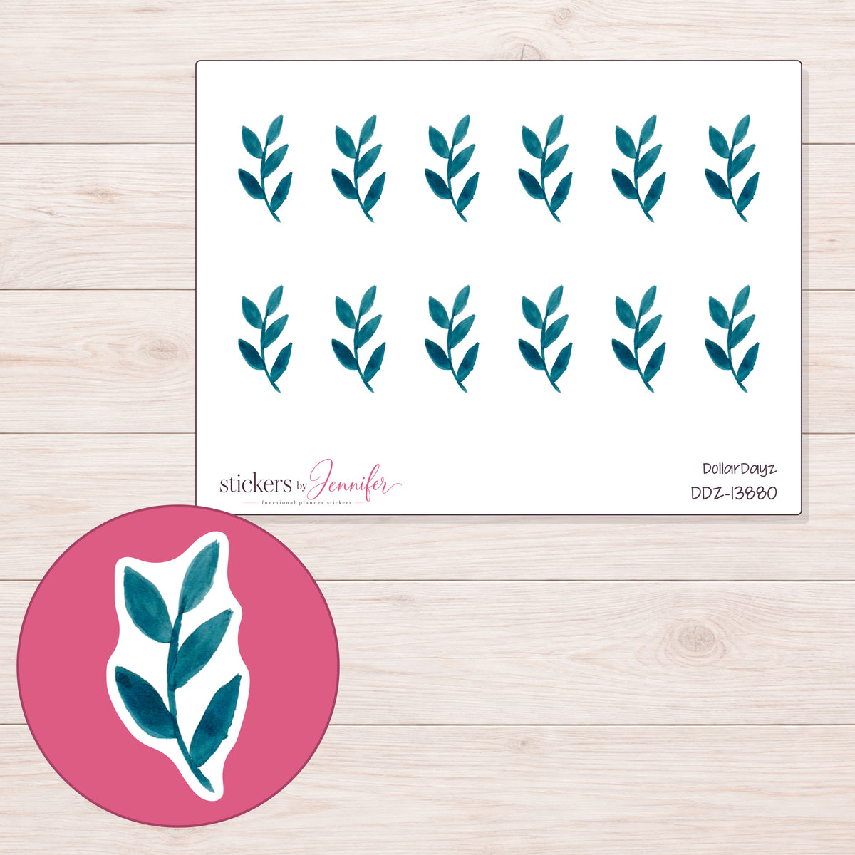 DDZ-13880 planner sticker sheet with enlarged sticker detail